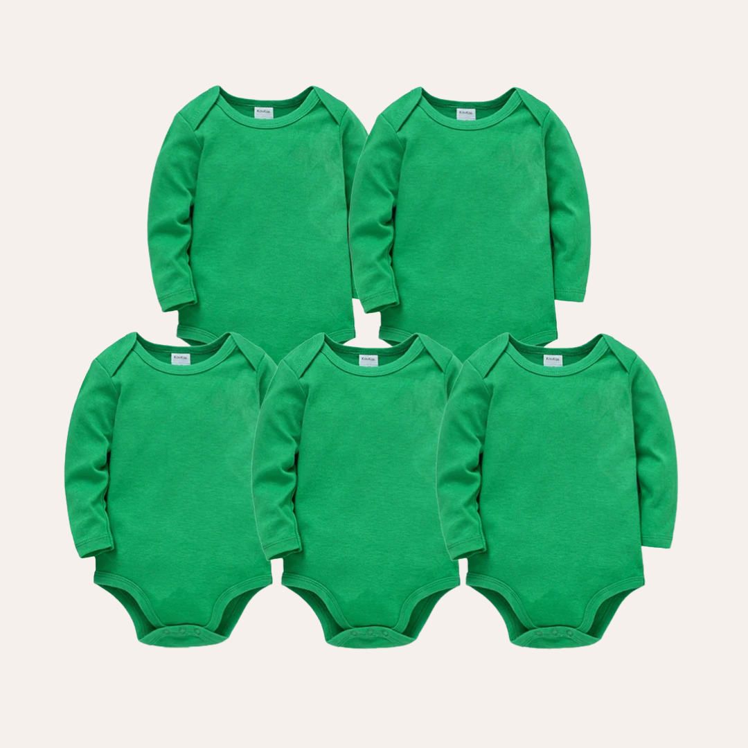 Conjunto 5 Bodies de Bebê Liso Verde