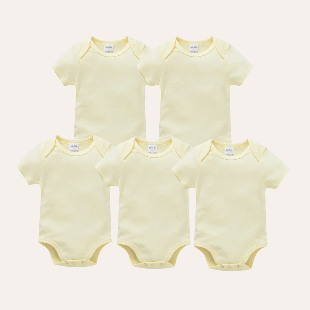 Conjunto 5 Bodies de Bebê Liso Off White