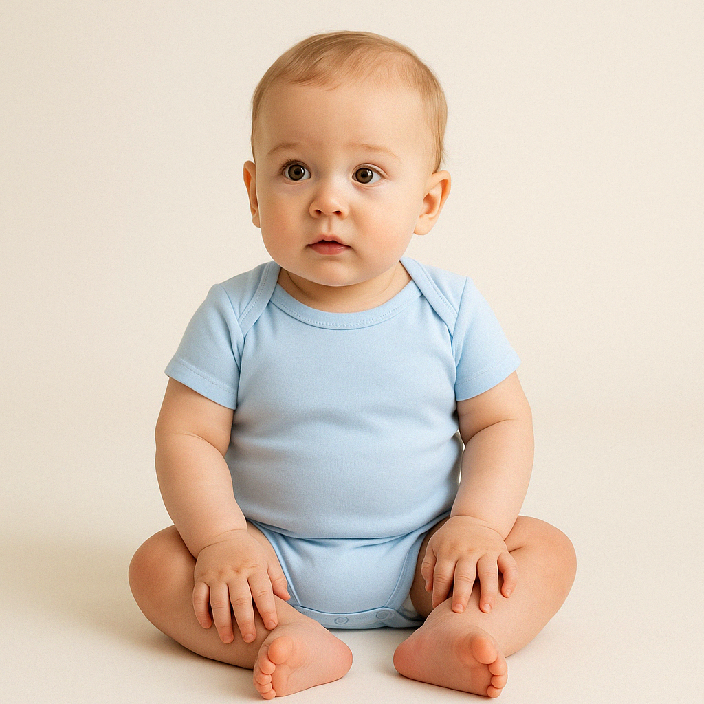 Conjunto 5 Bodies de Bebê Liso Azul Bebê