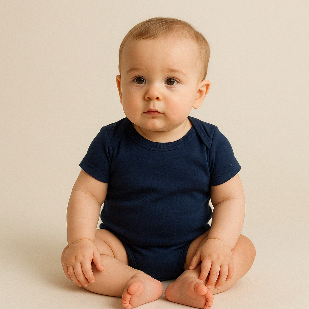 Conjunto 5 Bodies de Bebê Liso Azul Marinho