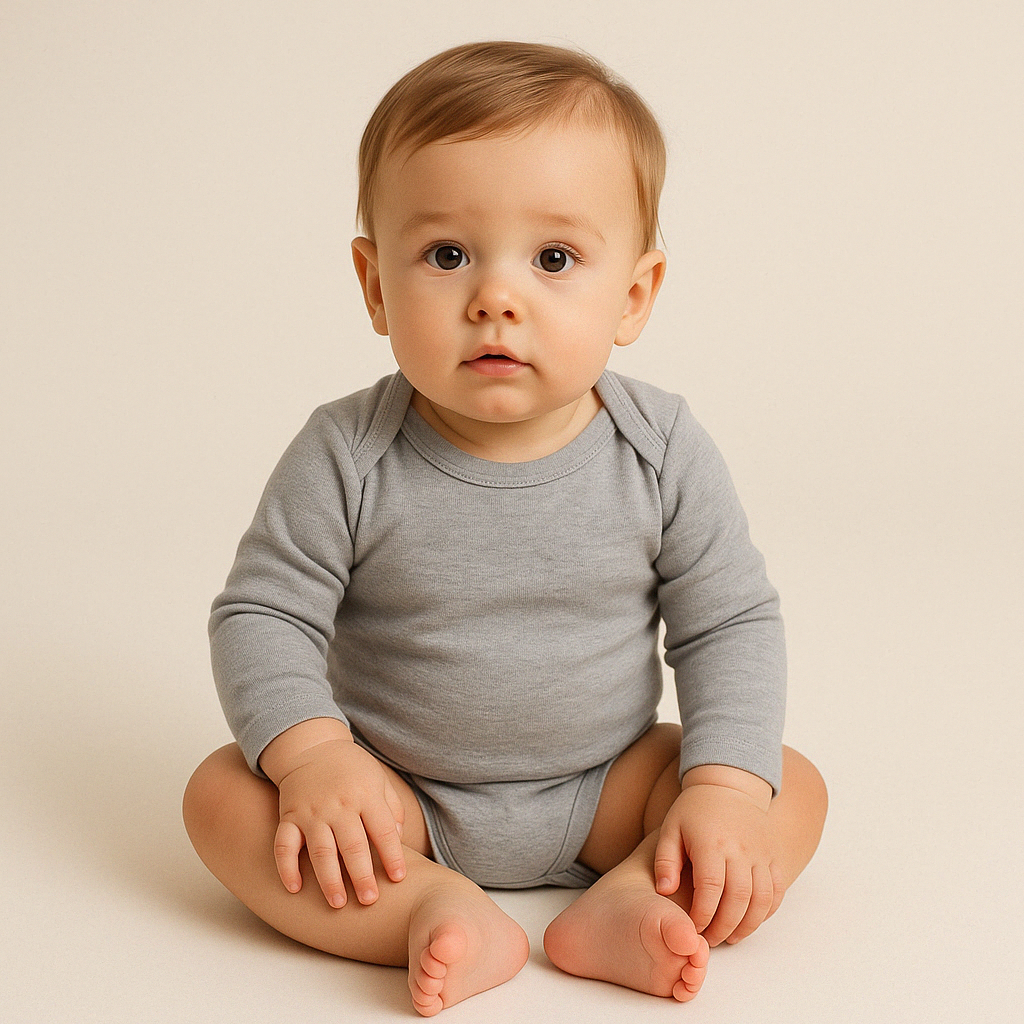 Conjunto 5 Bodies de Bebê Liso Cinza