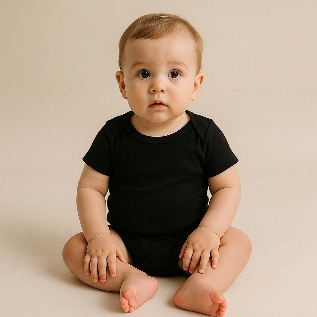 Conjunto 5 Bodies de Bebê Liso Preto