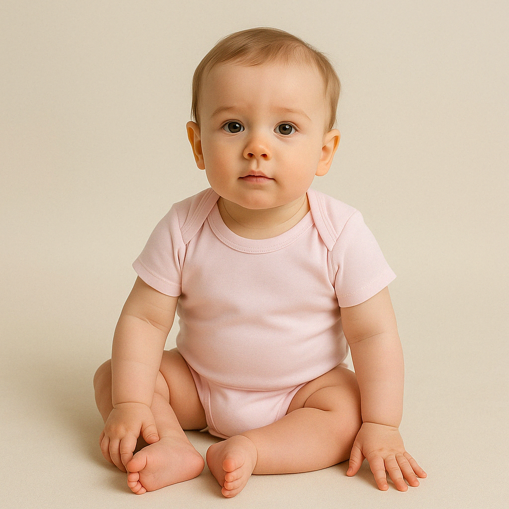 Conjunto 5 Bodies de Bebê Liso Rosa Bebê