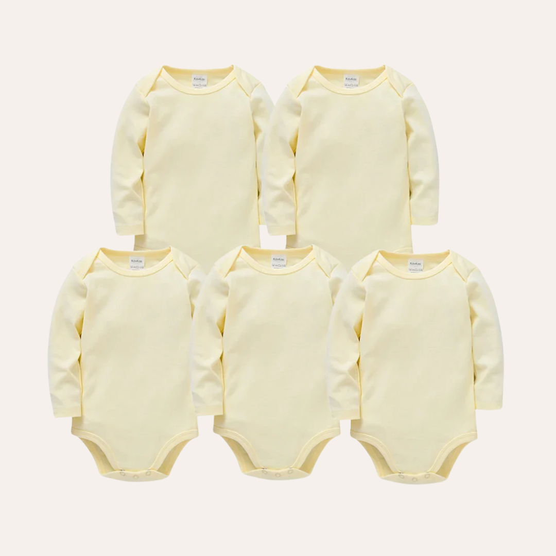 Conjunto 5 Bodies de Bebê Liso Off White