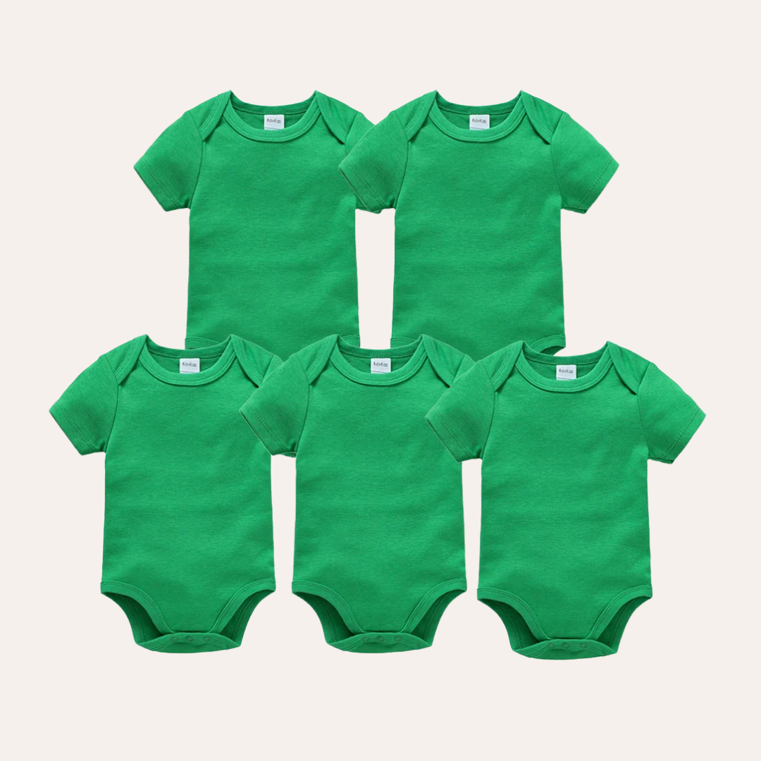 Conjunto 5 Bodies de Bebê Liso Verde