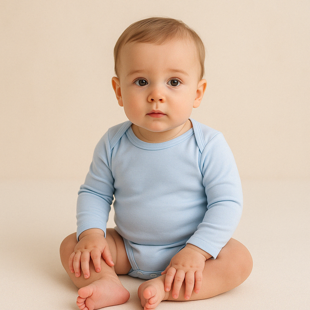 Conjunto 5 Bodies de Bebê Liso Azul Bebê