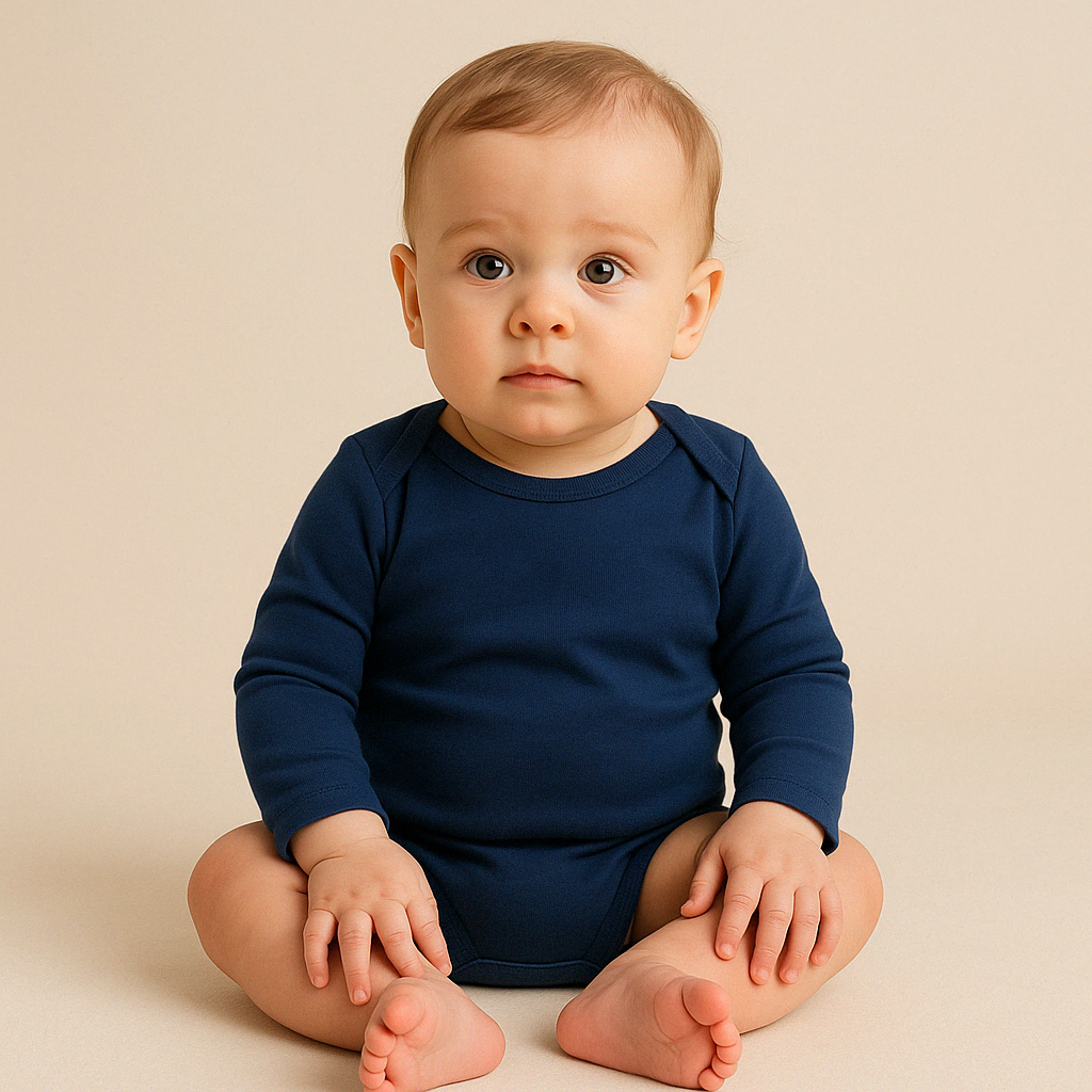 Conjunto 5 Bodies de Bebê Liso Azul Marinho