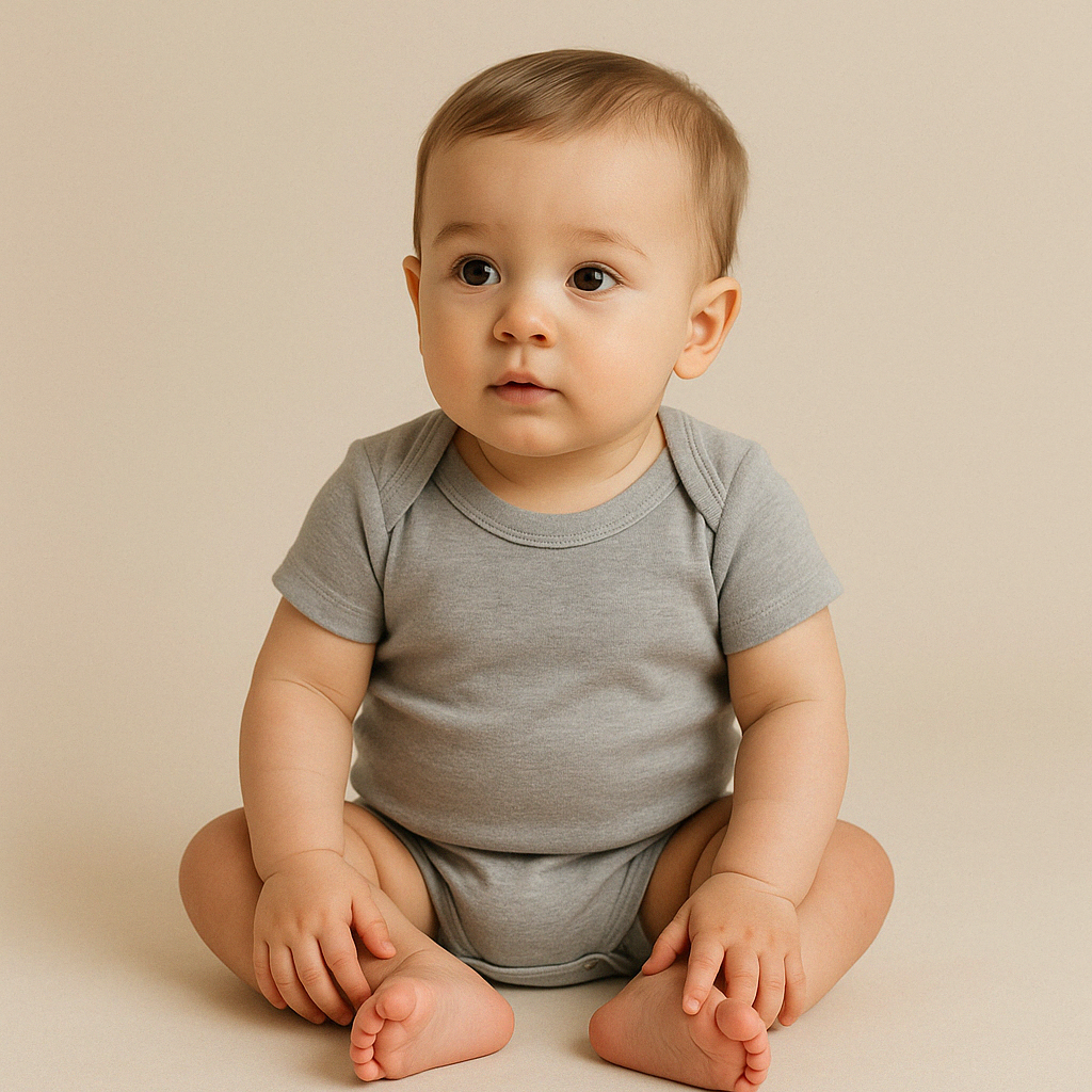 Conjunto 5 Bodies de Bebê Liso Cinza