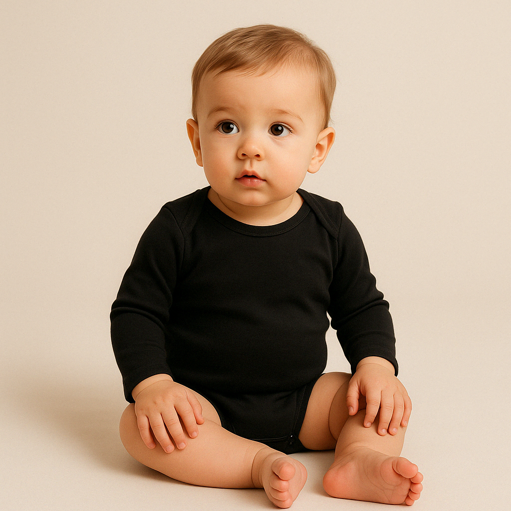 Conjunto 5 Bodies de Bebê Liso Preto